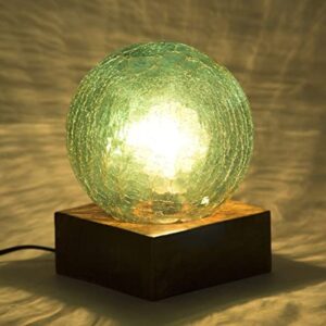 Derien Crackle Glass Lusture Shine Ball Shaped Decorative Table Lamp (20 X 17.5 cm) (Sky Blue)