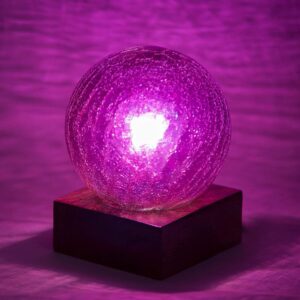 Derien Crackle Glass Lusture Shine Ball Shaped Decorative Table Lamp (20 X 17.5 cm) (Purple)