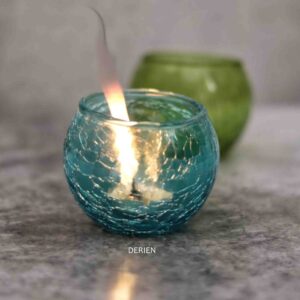 Derien Glass Crackle Votive Tealight Candle Holder