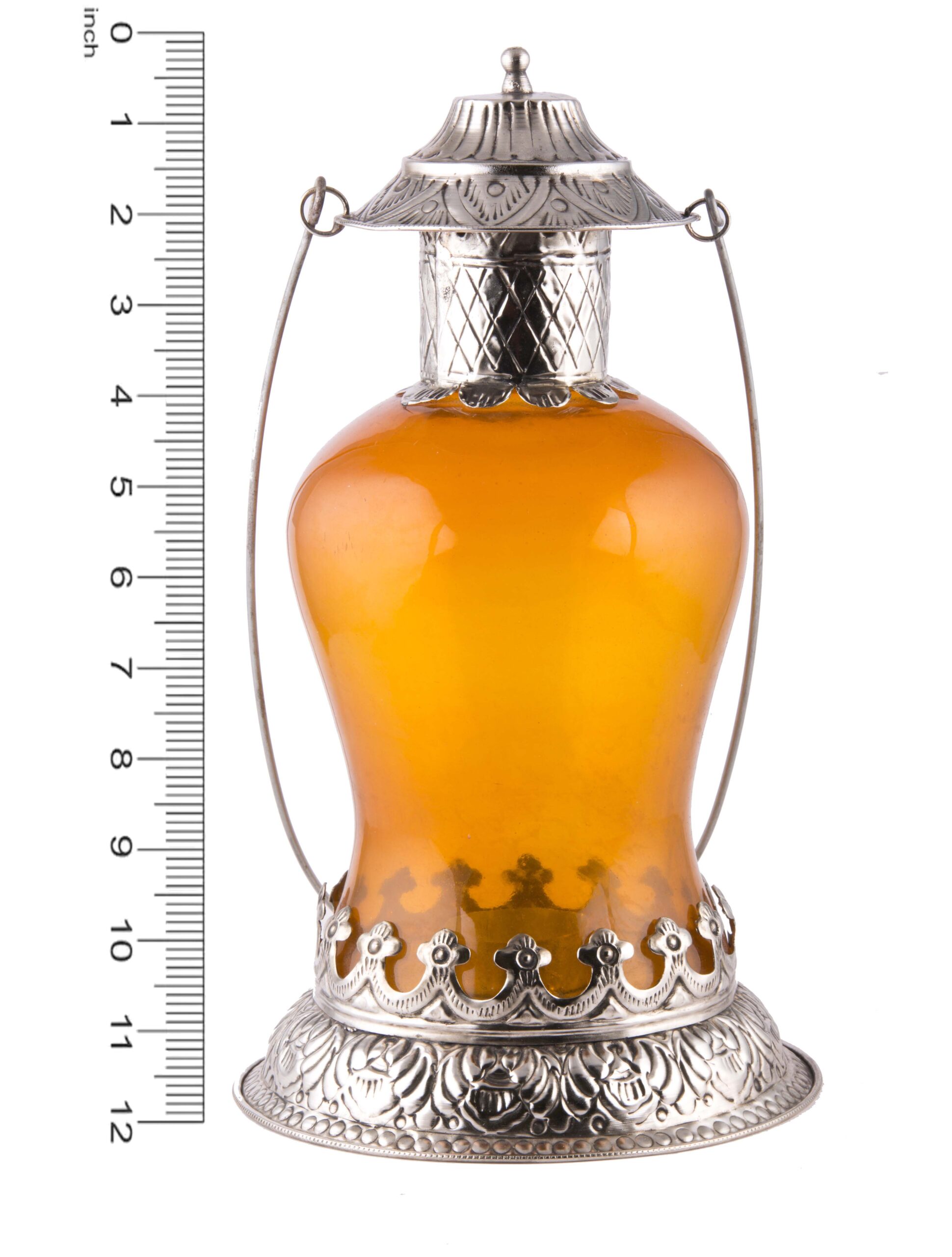 12 inch Orange Vintage Maharaja Crown Decorative Tabletop/Hanging Decorative Lantern - Image 3