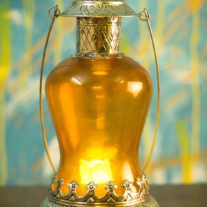 12 inch Orange Vintage Maharaja Crown Decorative Tabletop/Hanging Decorative Lantern