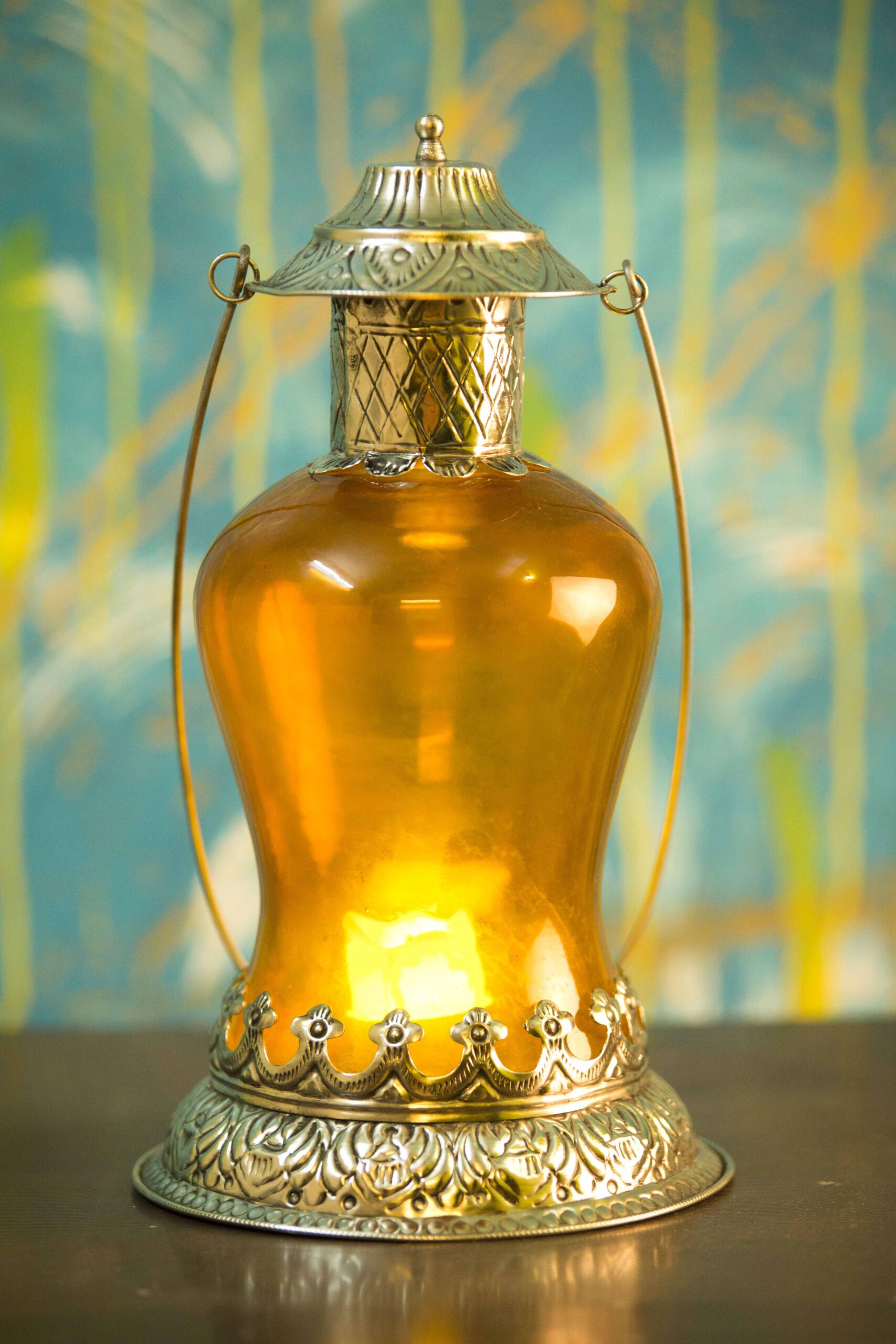 12 inch Orange Vintage Maharaja Crown Decorative Tabletop/Hanging Decorative Lantern