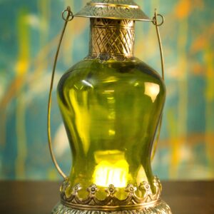 12 inch Green Vintage Maharaja Crown Decorative Tabletop/Hanging Decorative Lantern