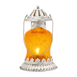7.5 inch Yellow Vintage Maharaja Crown Decorative Tabletop/Hanging Decorative Lantern