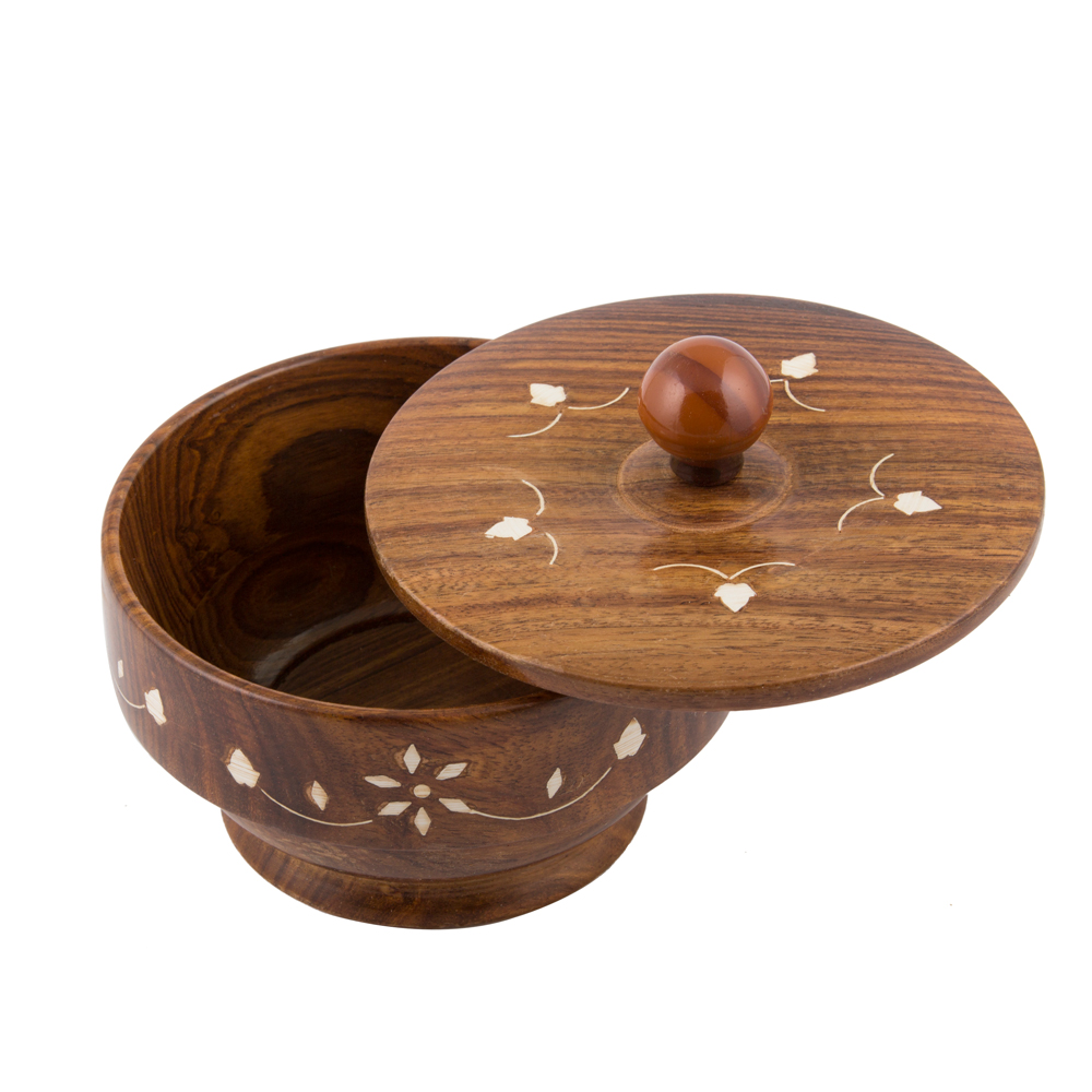 "4 Inch Mango Wood Serving Bowl with Matte Finish - Perfect for Serving and Displaying Your Favorite Foods" - Image 3