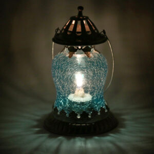 7.5 inch Blue Vintage Maharaja Crown Decorative Tabletop/Hanging Decorative Lantern