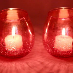 Red 3.5 Inch Large Half Crackle Luster Glass Tea Lights Candle Holder for Table Decor