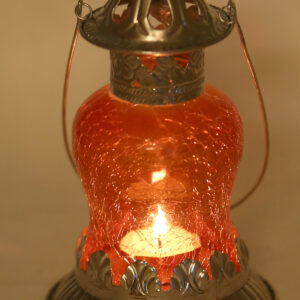 7.5 inch Orange Vintage Maharaja Crown Decorative Tabletop/Hanging Decorative Lantern
