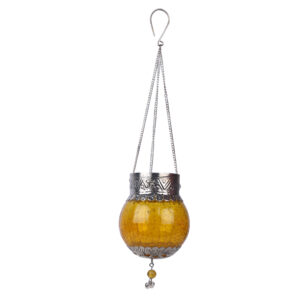 Antique Glass Sky Lanterns for Balcony Decor/Hanging Light for Living Room/Vintage-Lantern for Home Decoration (Yellow)