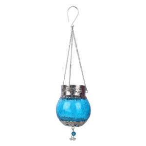 Antique Glass Sky Lanterns for Balcony Decor/Hanging Light for Living Room/Vintage-Lantern for Home Decoration (Blue)