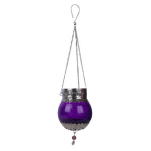 Antique Glass Sky Lanterns for Balcony Decor/Hanging Light for Living Room/Vintage-Lantern for Home Decoration (Purple)