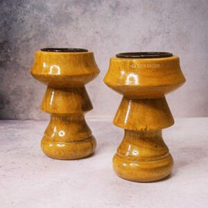 Woodland Wonderland: Rustic Wooden Tealight Holder with 4-Inch Size and Wooden Tint