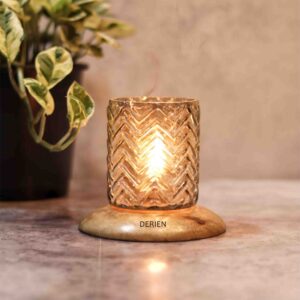 Golden 4 Inch Luster Glass Decorative Tea Lights Candle Holder