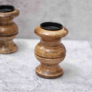 4 Inch Boho Chic Wooden Decorative Tealight Candle Stand For Event Decoration