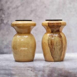 4 Inch Vintage Style Handcrafted Wooden Decorative Tea Lights Candle Holder- Natural Tint