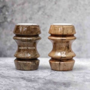 Natural Nostalgia: 4 Inch Wooden Tealight Candle Holder with Vintage Look
