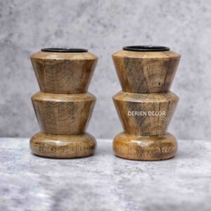 4 Inch Wilderness Glam Rustic Mango Wood Tealight Candle Holder For Decoration