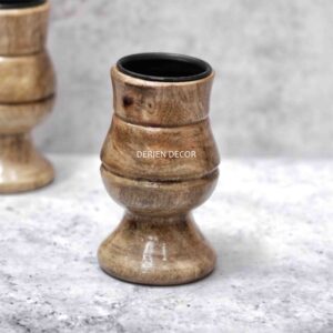4 Inch Chic Illumination Vintage Wooden Tealight Holder with Natural Tint