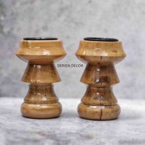 Modern Minimalist 4 Inch Wooden Tealight Candle Holder features Natural Wooden Texture Perfect for modern homes