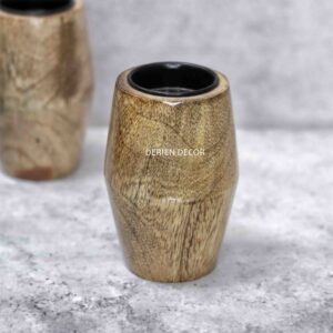 Timeless Glow: Vintage Wooden Tealight Holder with 4-Inch Size and Natural Wooden Texture