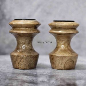 Artisanal 4 Inch Wooden Tealight Candle Stand - This style features a handmade look, with unique patterns, textures, and finishes that make each piece one-of-a-kind