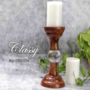 11" Votive / Pillar Candle Holder Stand With Centered Glass Ball For Table Decor