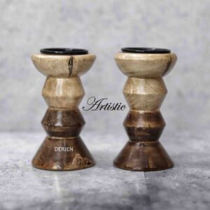 4 Inch Whimsical Woodland Handcrafted Wooden Miniature Tealight Holder with Rustic Charm