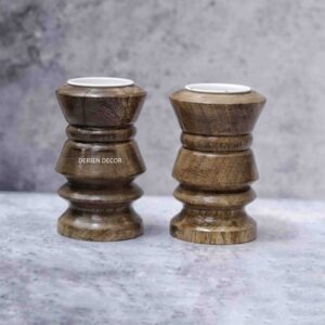 Natural Brown 4 Inch Handcarved Vintage Style Wooden Decorative Tea Lights Candle Holder Suitable for Home Décor, Parties, Dining Table, Receptions Gift Idea for Wedding & Housewarming Parties