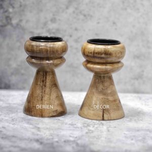 4 Inch Modern Boho Wooden Candle Stand - This style features a mix of modern and bohemian design elements, with clean lines and natural textures that create a unique and eclectic look