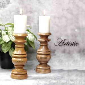 Hand Crafted Wooden Pillar Candle Holders, Ideal for Pillar / Votive Candles Of 3-4 Inch