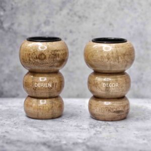 Boho Bliss Natural Wood 4-Inch Candle Holder with Free-Spirited Charm