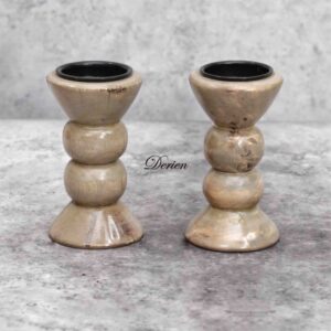 Tea Time Treasures: Gray-Tinted Wooden Tealight Holder with 4-Inch Size and Classy Look