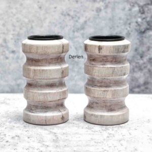 Nature's Glow Wooden Tealight Holder with White Tint and Vintage 4-Inch Design for Cozy Nights