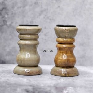 4 Inch Earthy Glow Natural Mango Wood Candle Holder with Decorative Appeal