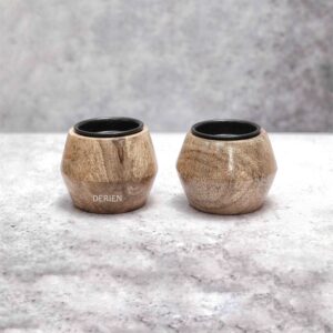 2.5 Inch Mini Chic Illumination Modern Wooden Tealight Holder with Natural Tint
