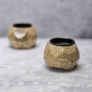 Cute Diamond Cut 2.5 Inch Mini Chic Illumination Modern Wooden Tealight Holder with Natural Tint